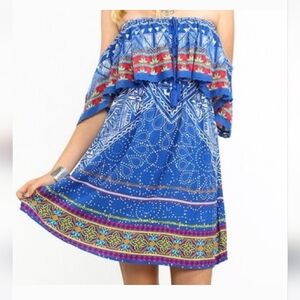 Flying Tomato Vibrant Blue Patterned Dress